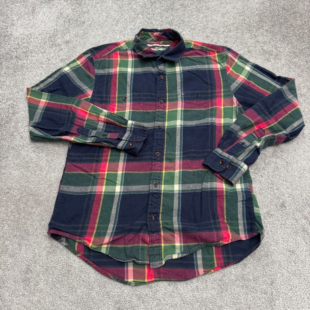Tommy Hilfiger Vintage 90's Custom Fit Flannel Shirt Mens Medium Multi Plaid Y2K